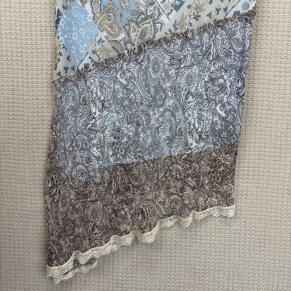 Vtg G-Dresses Y2K Sleeveless Blue Patchwork Maxi Dress Paisley Asymmetric Sz 7 - Picture 4 of 10